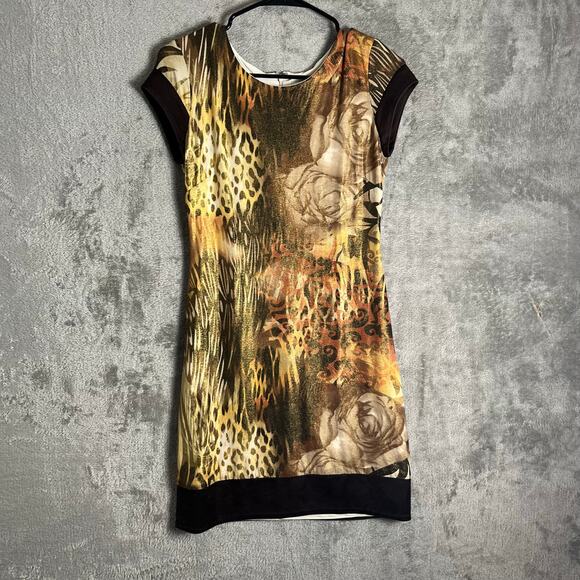 Vintage Cache Abstract Animal Print Dress Boho Glam Y2K Baddie 2000s Glam Size 4 - Picture 1 of 6